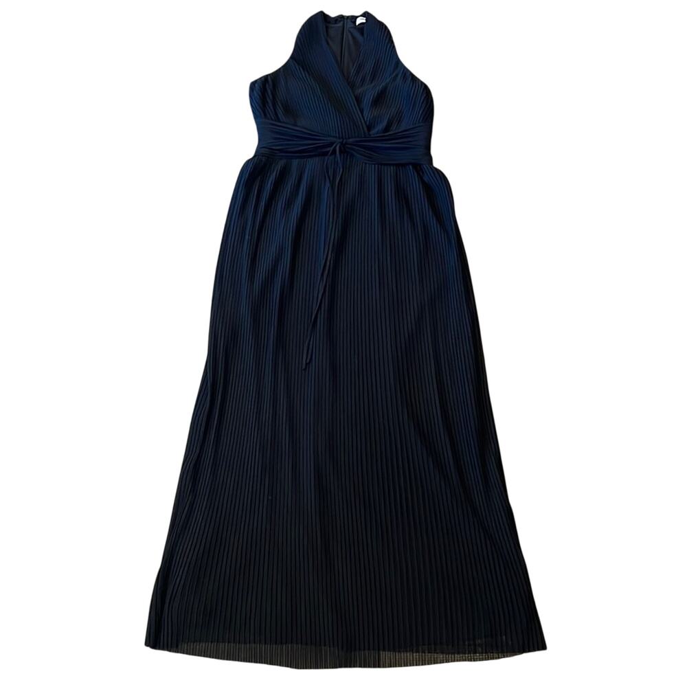 Calvin Klein Black Pleated Sleeveless V-Neck Maxi Evening Dress Size 10